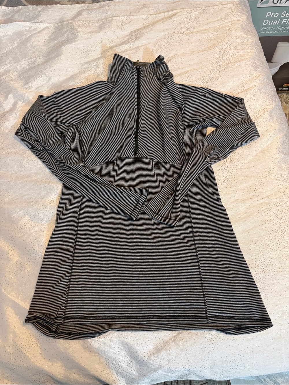 Columbia Striped Long-Sleeve Half-Zip Dress in Black and White for women size M